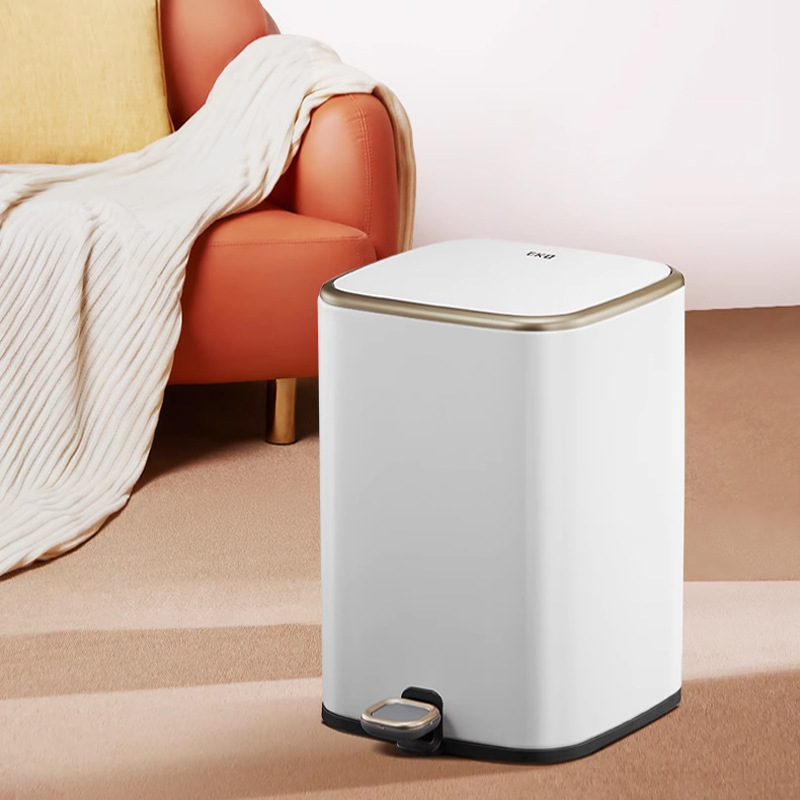 Eko Trash Can for Home Use in the Living Room, Light Luxury Bedroom, Kitchen, Bathroom, Toilet, Pedal-Operated with Lid, High Aesthetic Value