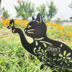 亞馬遜新款金屬花園擺件創意烤漆鏤空貓景觀裝飾鐵藝工藝品插件