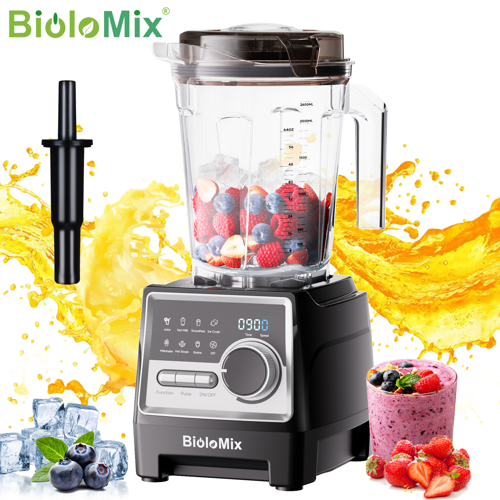 Cross-Border Smart Display Blender, Large Capacity Blender, Grinder, Food Processor, Blender Mixer