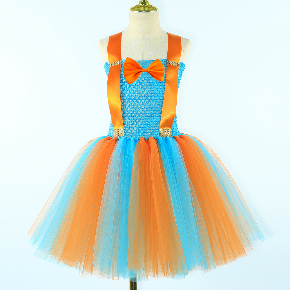 Kid's Clothing children's enlightenment program Blippi costume Halloween cosplay girl dress_voghion.com