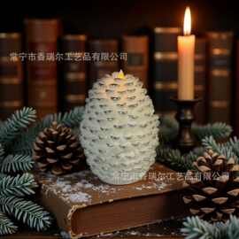 跨境新品圣诞松果LED蜡烛仿真无焰电子蜡烛灯圣诞节装饰源头厂家