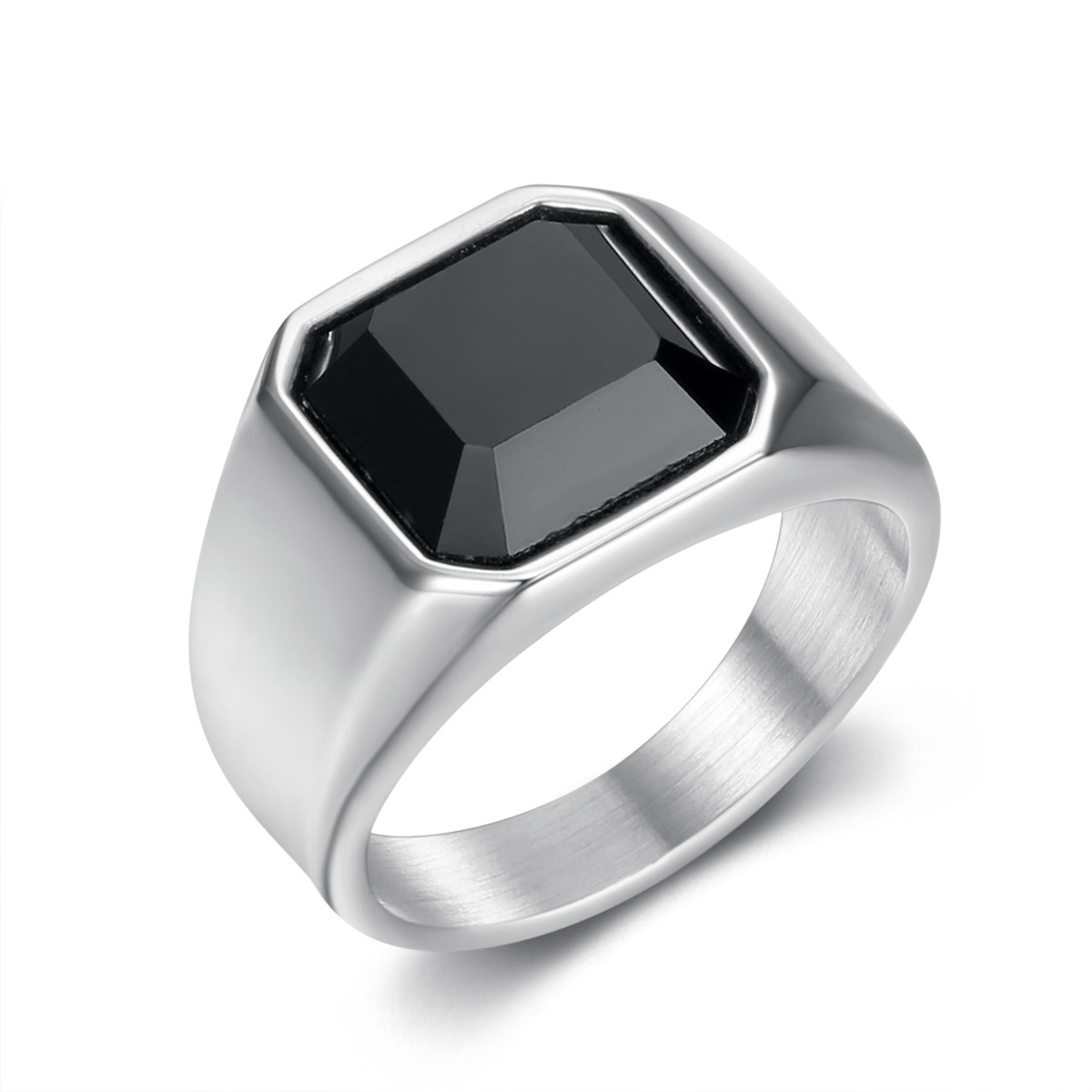 1 Piece Quantity Holiday, Daily Occasion Simple Style Geometric Titanium Steel Plating Inlay Artificial Gemstones Men's Rings