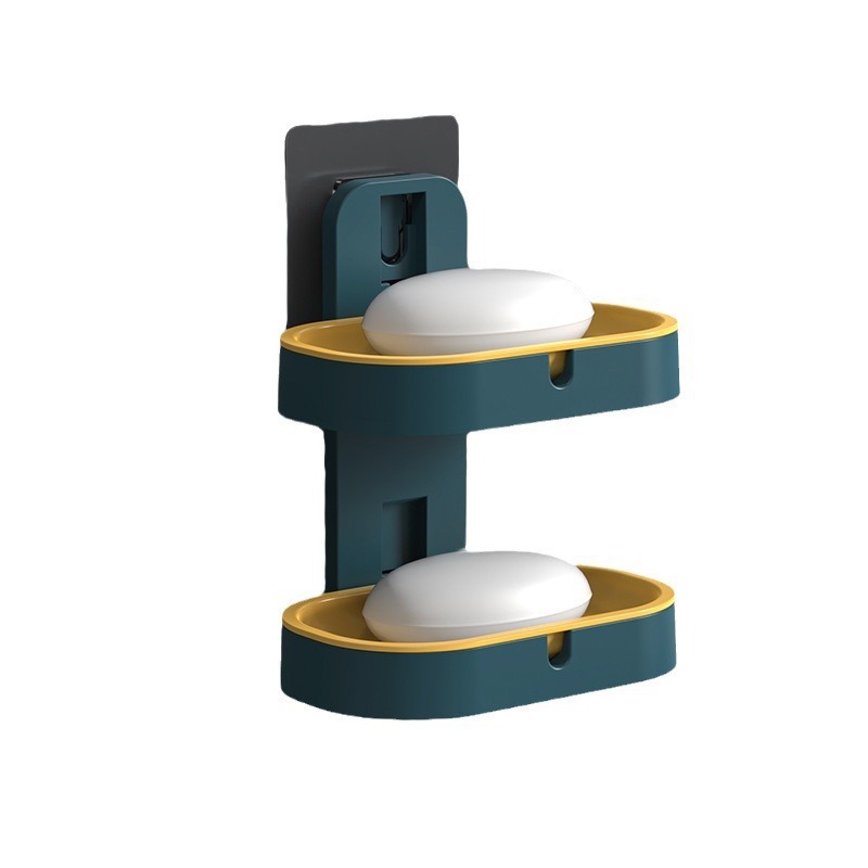 caja de jabón estante de drenaje creativo sin perforación estante de almacenamiento casero de doble capa de caja de jabón colgada en la pared caja de jabón