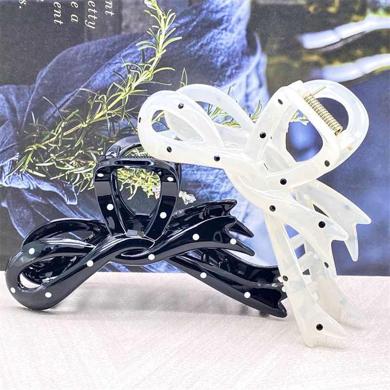 Clip de punto de onda blanco lindo japonés, moda, horquilla grande, horquilla de todo fósforo, pinza de tiburón para niña, accesorios para el cabello