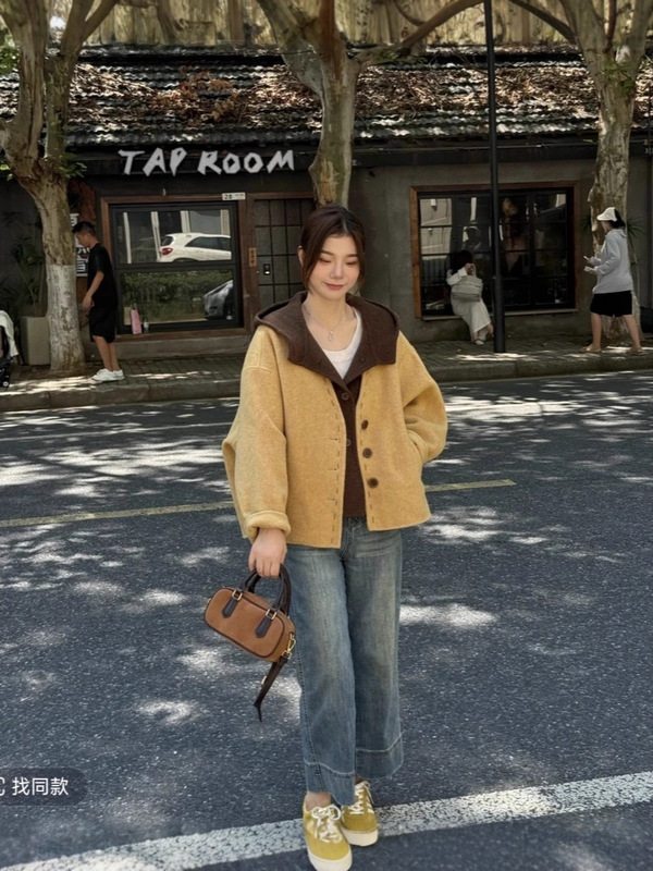 2025年秋冬新款两件套双面羊绒大衣女韩系短款时尚气质羊毛呢外套|undefined