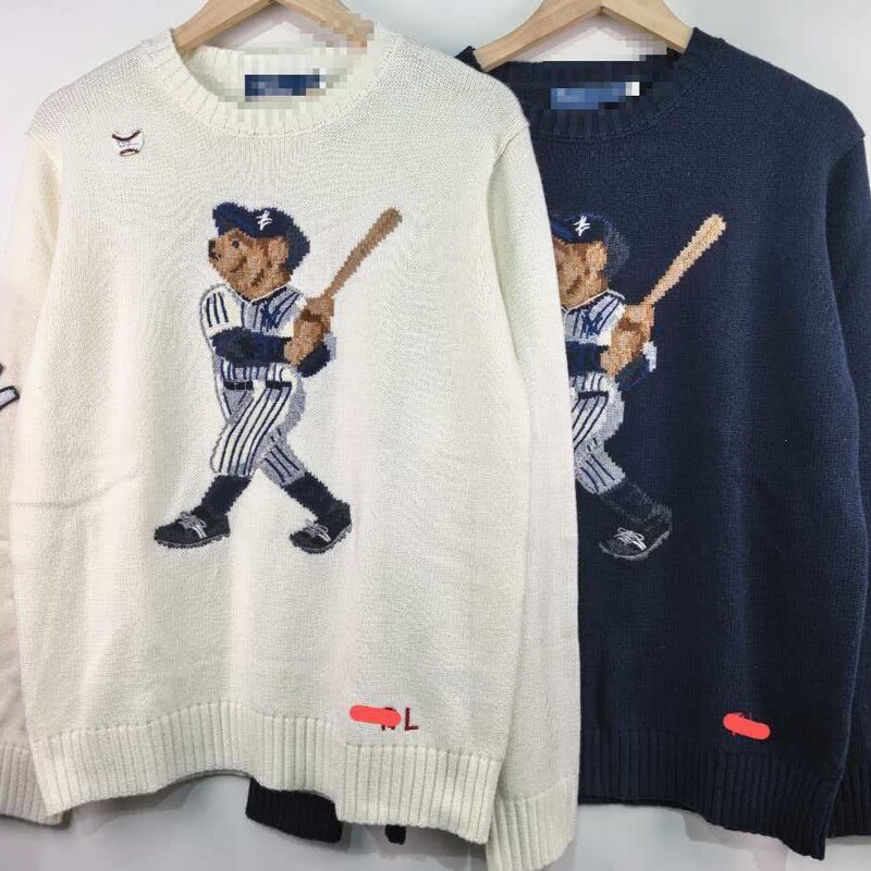Cross-Border High-Quality Qr Code Scannable R-L Wool Cashmere Heavy-Duty Cartoon Popular Bear Autumn and Winter Sweater for Women 2025