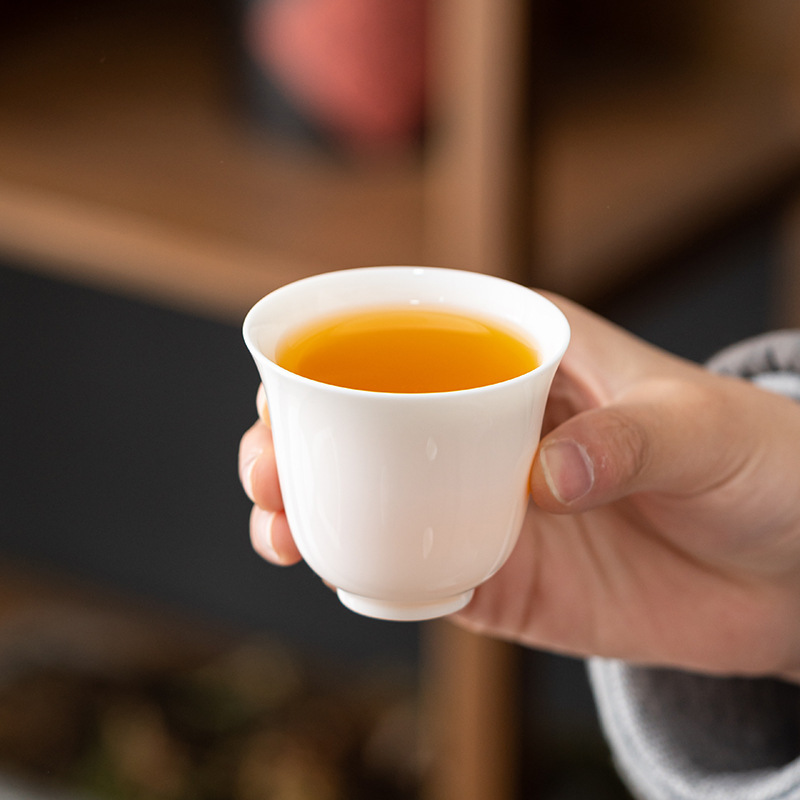Handmade Jade Porcelain Kung Fu Tea Cup Ceramic Tea Cup Chinese White Tea Bowl Dehua White Porcelain Tea Drinking Cup