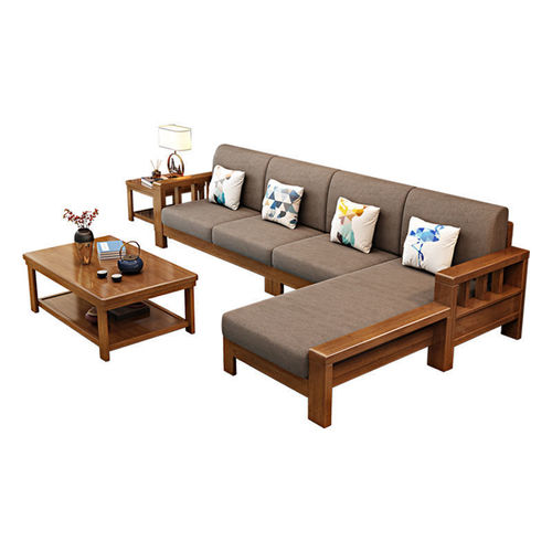 Solid wood sofa family combination simple modern Chinese style living room small apartment sofa corner solid wood sofa furniture