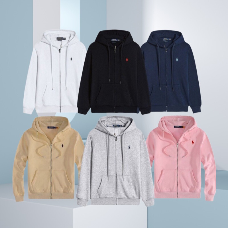 Cross-border 2026 Polo brand basic hooded RL cardigan pants embroidered loose fit men's polo jacket sweatshirt