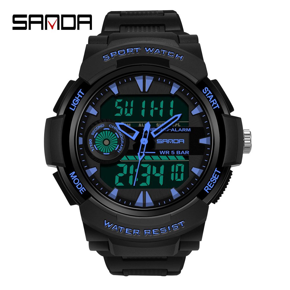 SANDA 6002 nuevo movimiento dual multifuncional reloj despertador de estudiante masculino y femenino calendario semanal reloj luminoso ZTE