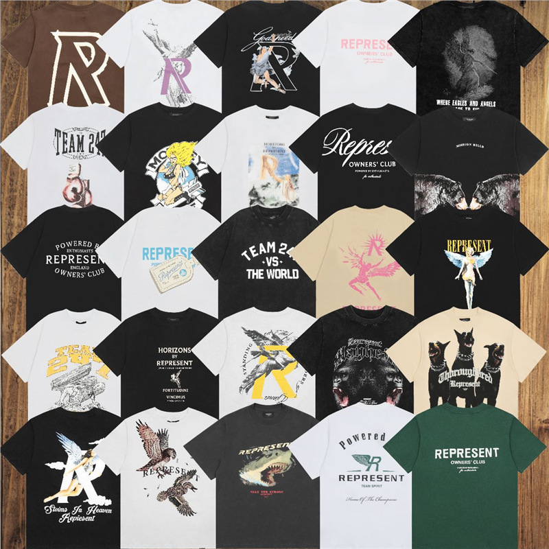 Represent Short-Sleeve Correct Version 2025 New Printed Vintage Washed Distressed American High Street T-Shirt Trend Represent Short-Sleeve Correct Version 2025 New Printed Vintage Washed Distressed American High Street T-Shirt Trend