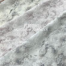 新款复合蕾丝面料 双层网纱贴花 复合烫钻工艺女装高档旗袍面料