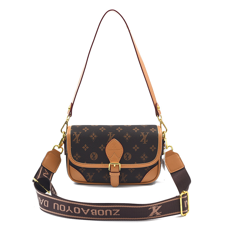 Bolso de alta calidad con textura 2025 verano nuevo bolso femenino retro color contraste bolso de hombro letra ancho bandolera