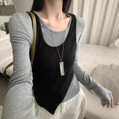 两件套背心针织衫女2025新款小个子设计感显瘦上衣打底衫秋6246