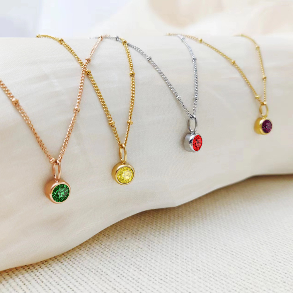 Rhinestones Inlay Material Real Gold Plated 316L Stainless Steel PVD Coated Rhinestones Geometric Waterproof Non Tarnish Surgical Steel Simple Style Classic Style Pendant Necklace For Women's