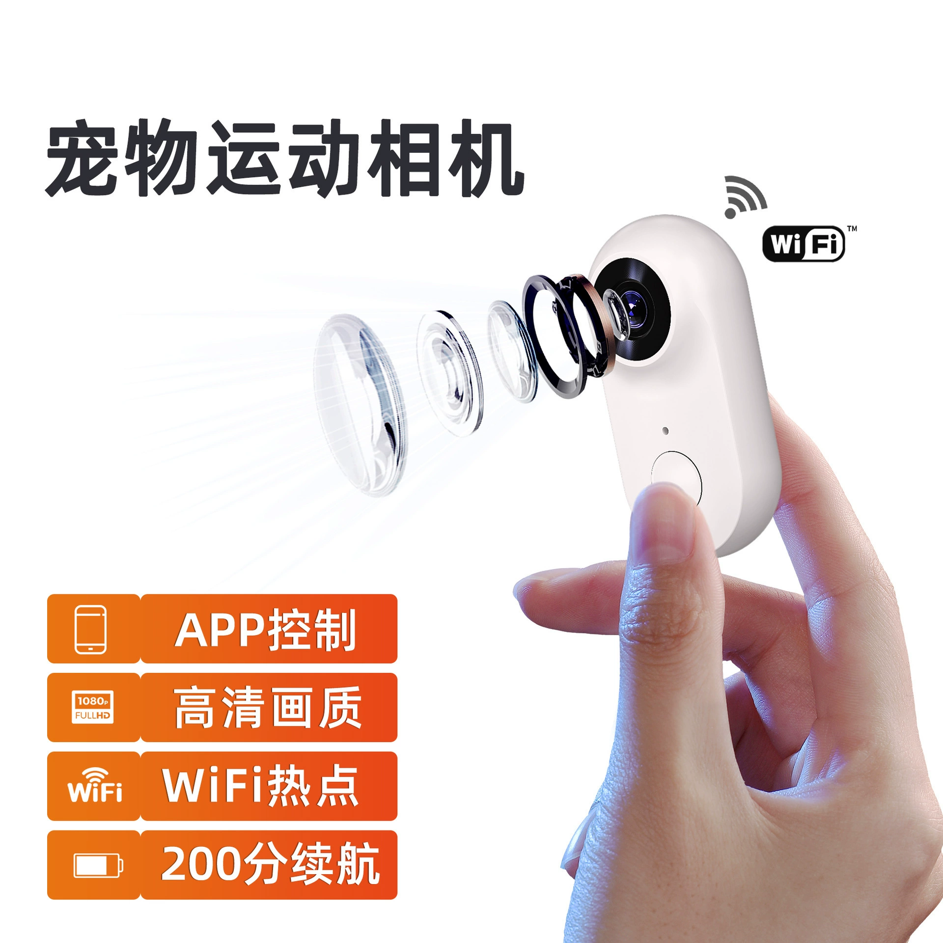 Кроссбордерная камера с защитой от тряски для велоспорта, Wi-Fi камера для животных, мини-камера для активного отдыха, видеорегистратор для спорта на открытом воздухе