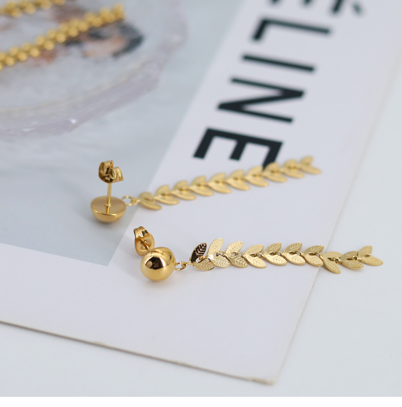 Fashion Grain Titanium Steel Womenu0027S Earrings Necklace