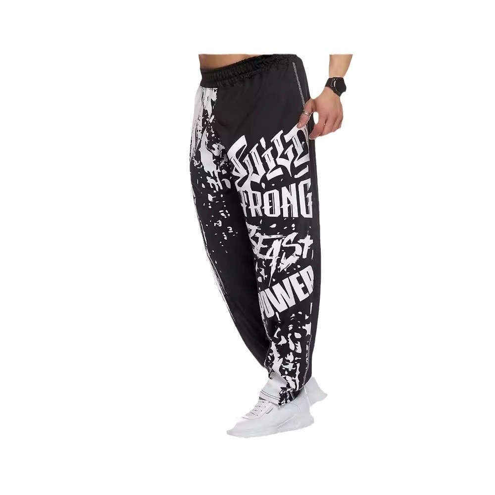 Men's casual summer autumn, muscle fitness exercise, sports and leisure, quick drying, loose printed pants for men_voghion.com