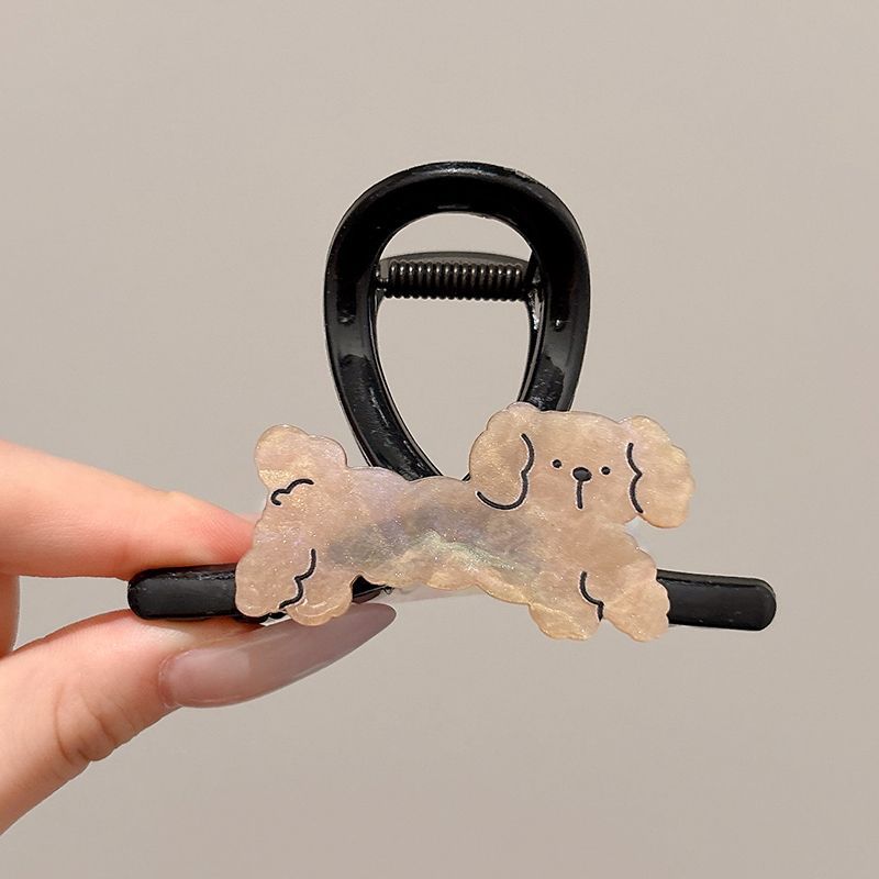 3#【Negro Brillante Medio】Pinza para el Cabello con Diseño de Cachorro
