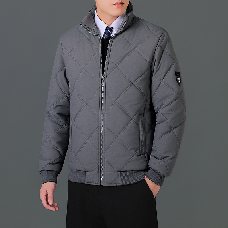 Cross-border foreign trade men's autumn and winter casual jacket, stand-up collar, windproof, fleece-lined, trendy men's business thickened cotton coat
