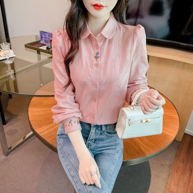 Cotton Pastoral Style Embroidered Shirt for Women, 2026 Spring and Autumn New Comfortable Casual Turn-Down Collar Long-Sleeve Shirt Cotton Pastoral Style Embroidered Shirt for Women, 2026 Spring and Autumn New Comfortable Casual Turn-Down Collar Long-Sleeve Shirt