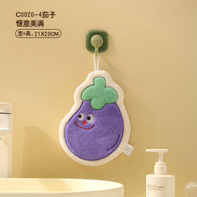 手ぬぐいアニメ野菜掛けの手ぬぐいは、サンゴのベルベットを厚くしてかわいい吸水速乾タオルで手を拭く|undefined