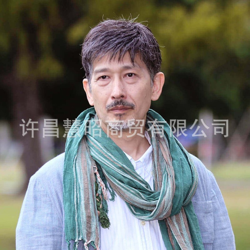 Middle-aged and elderly wigs with gray real hair flat short hair whole top hair sets with gray wigs with inch head men's wigs