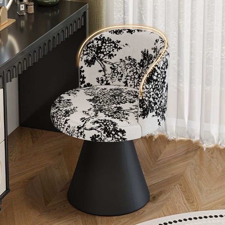 Luxury internet-famous rotating manicure chair for nail salons, high-end makeup chair for home and bedroom, modern Chinese-style comfortable chair with backrest
