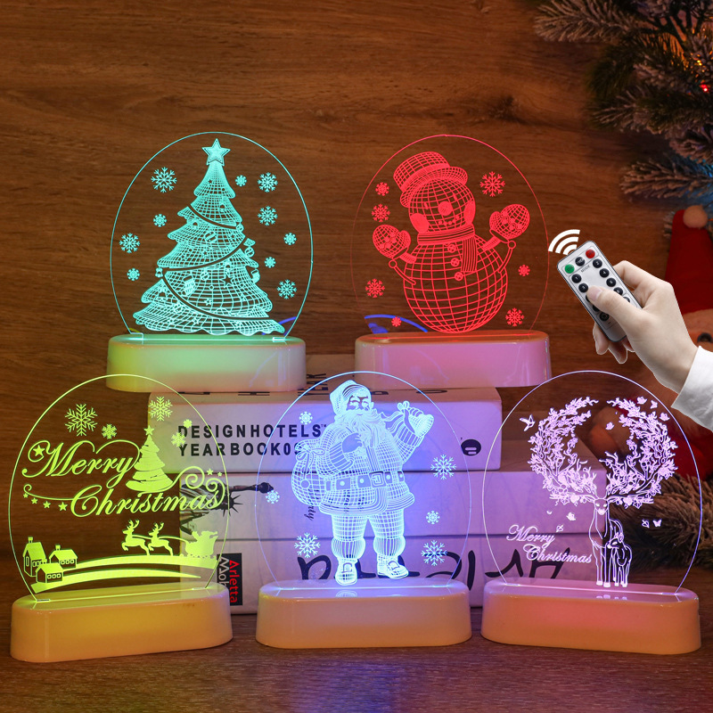 Christmas Decorative Lights Led Light String 3D Letter Lights Acrylic Base Lights Neon Atmosphere Lights Night Light Ornaments