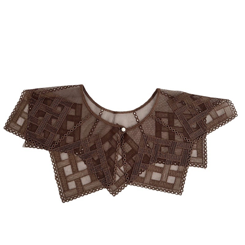 Camisas de cuello falso para niños de cuello falso de encaje, bufandas huecas, cuello, cuello de loto