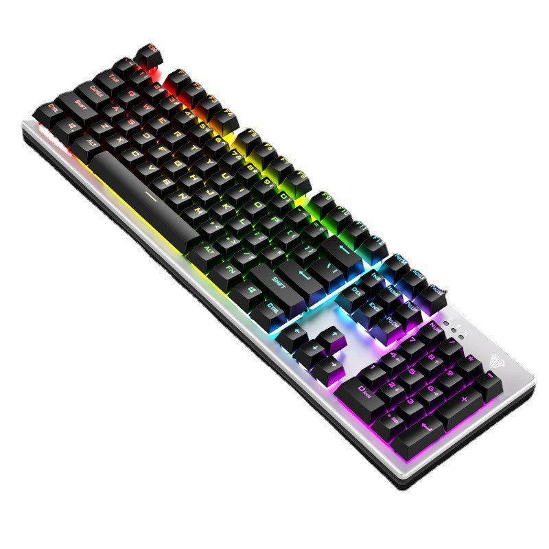 Wolverine F2028 Real Robotic Porta Metal Panel Game Eat Chicken Gaming Internet Cafe LOL keyboard