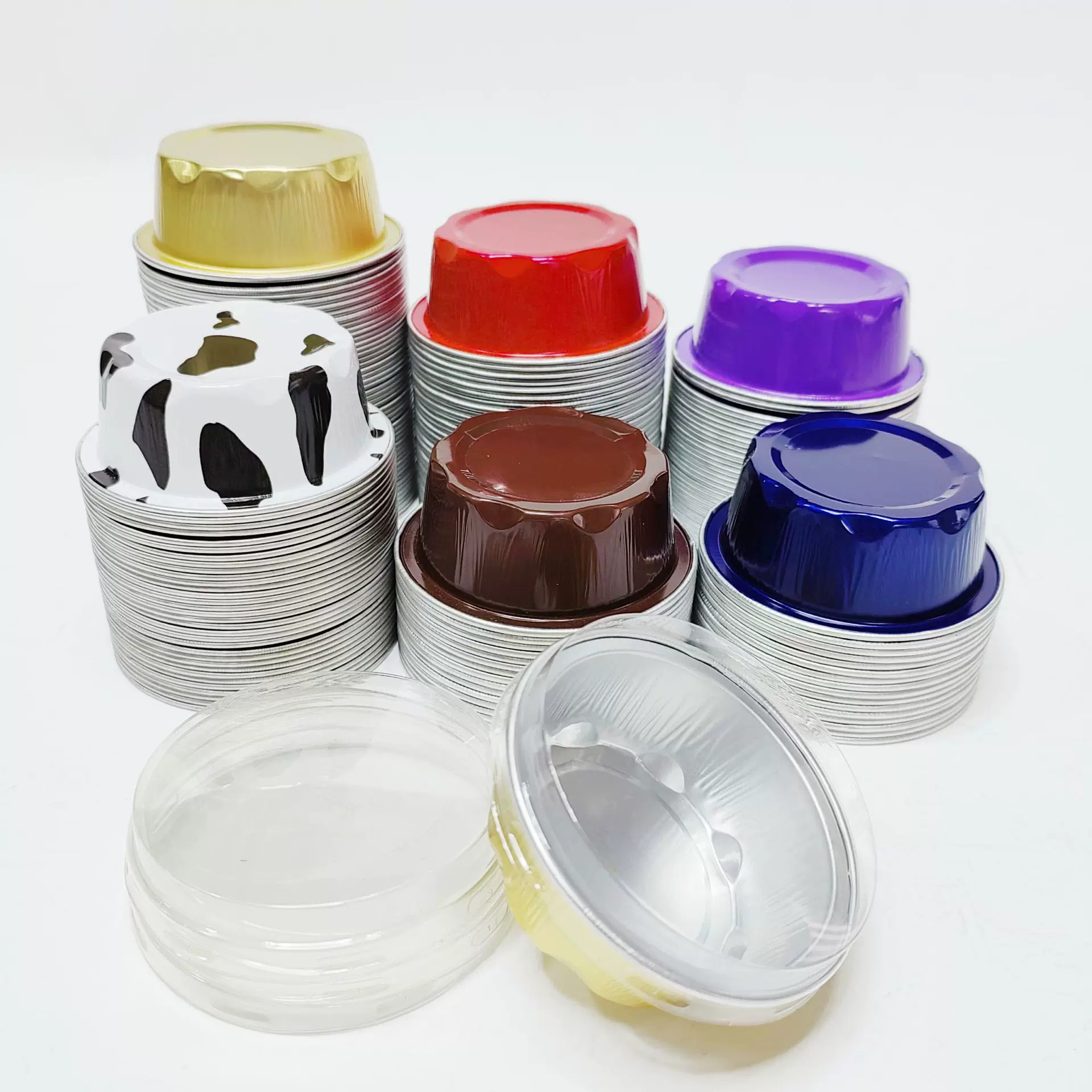 50mL铝箔西式甜杯甜品布丁杯彩色布丁杯高温杯高档糕点月饼托含盖