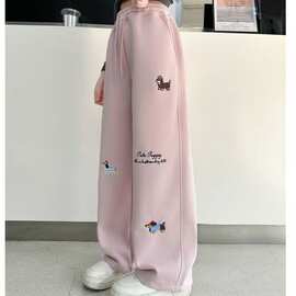 女童春款裤子2025新款中大童洋气阔腿裤儿童运动休闲裤束脚裤卫裤