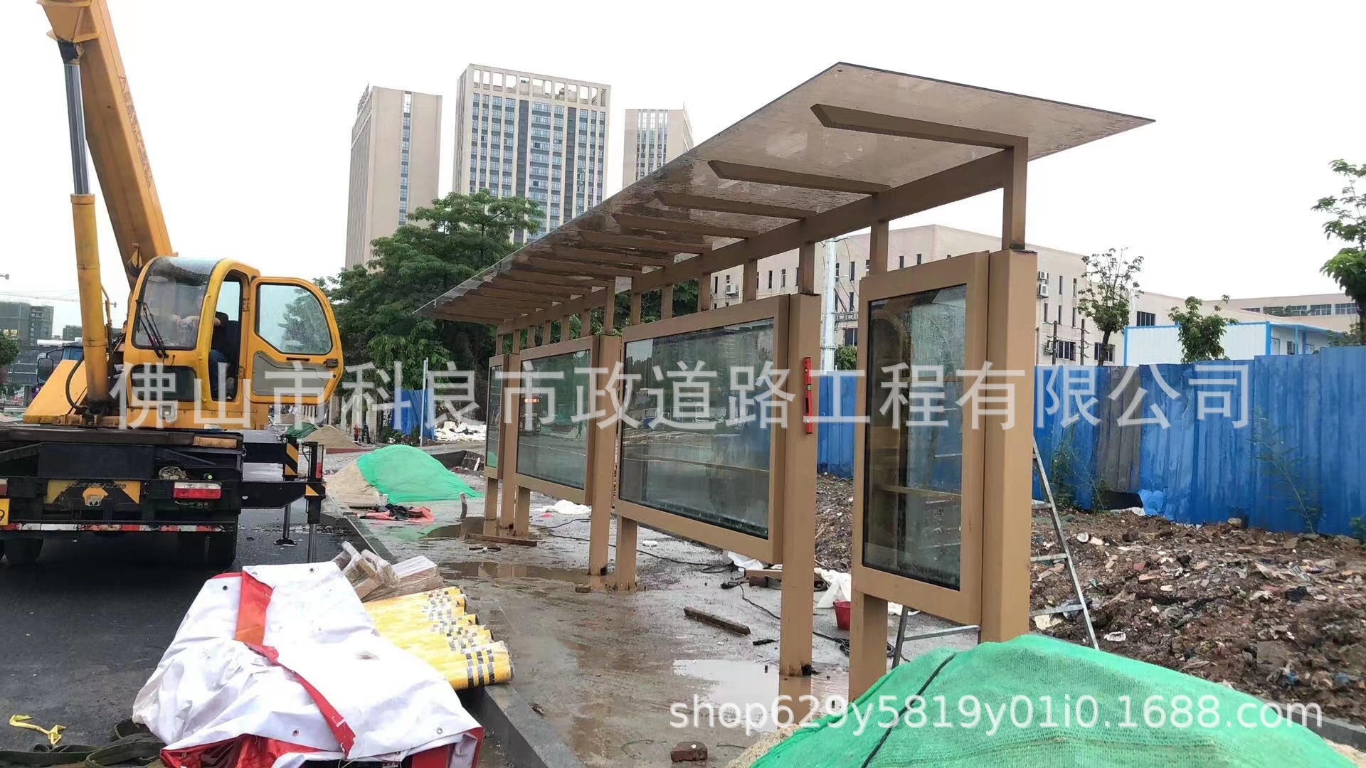 广州不锈钢候车亭 智能保站系统 城市时尚公交站台 单面滚动灯箱