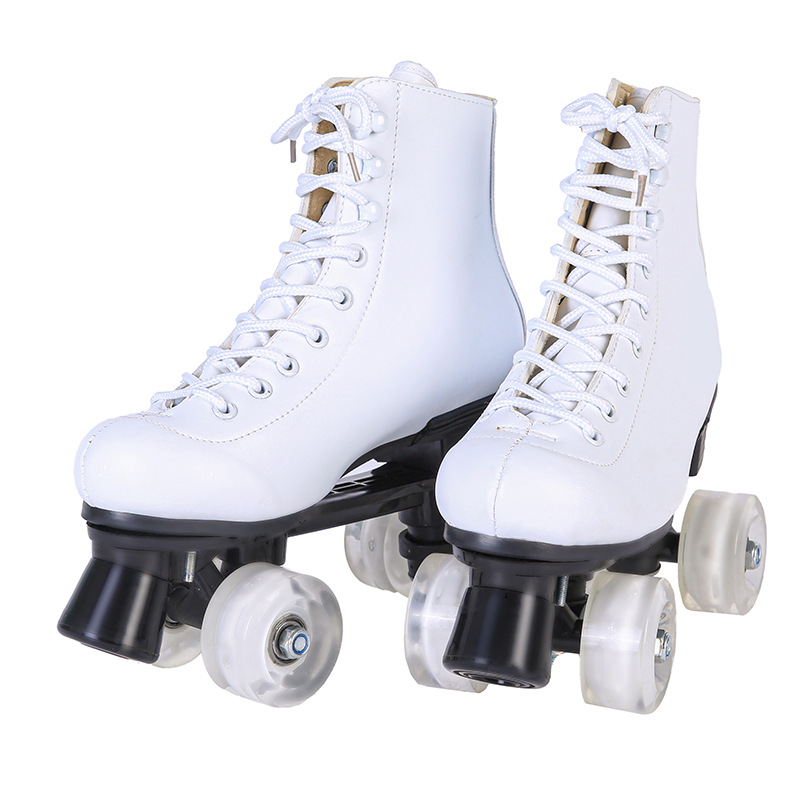 Patines de doble fila patines hebilla con patinaje de velocidad negro universal doble rueda con ruedas polea de cuatro ruedas patines brillantes