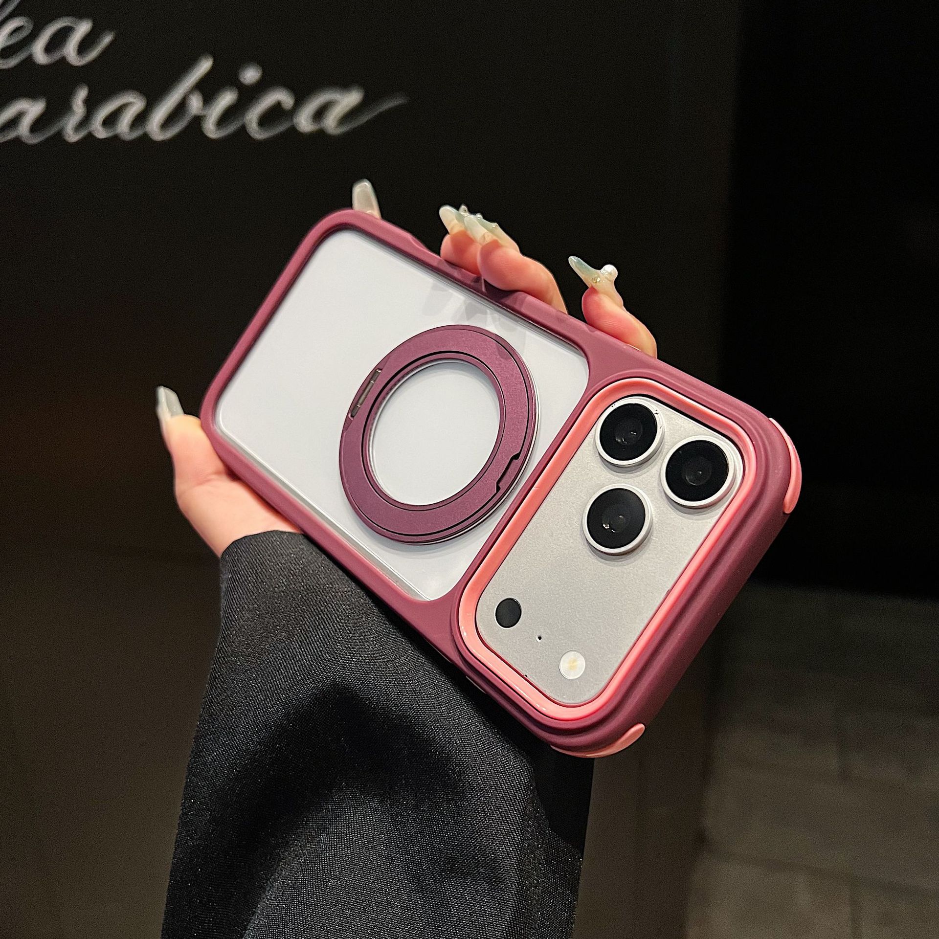 Funda con Soporte Magnético para iPhone 18 Pro Max PC Giratoria 360 Grados Anticaídas