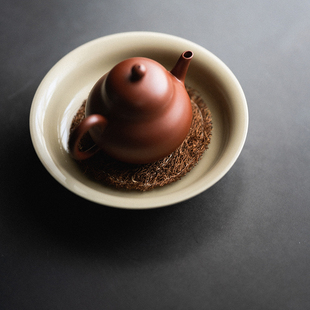 Ceramic Pot with Ash Glaze, Tea Pot with Dry Brewing Platform, Lid Bowl Base, Small Tea Tray, Tea Mat, Pot Holder, Round Shape