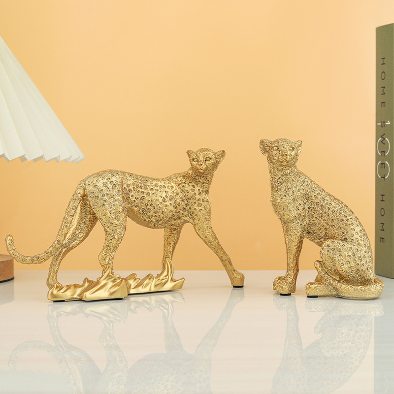 Cross-Border Modern Minimalist Leopard Resin Crafts Living Room Office Desktop Art Decoration Ornaments Wholesale