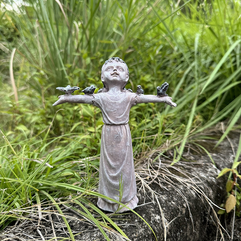 跨境新款复活节展翅天使女孩雕像花园庭院装饰室内家居摆件工艺品