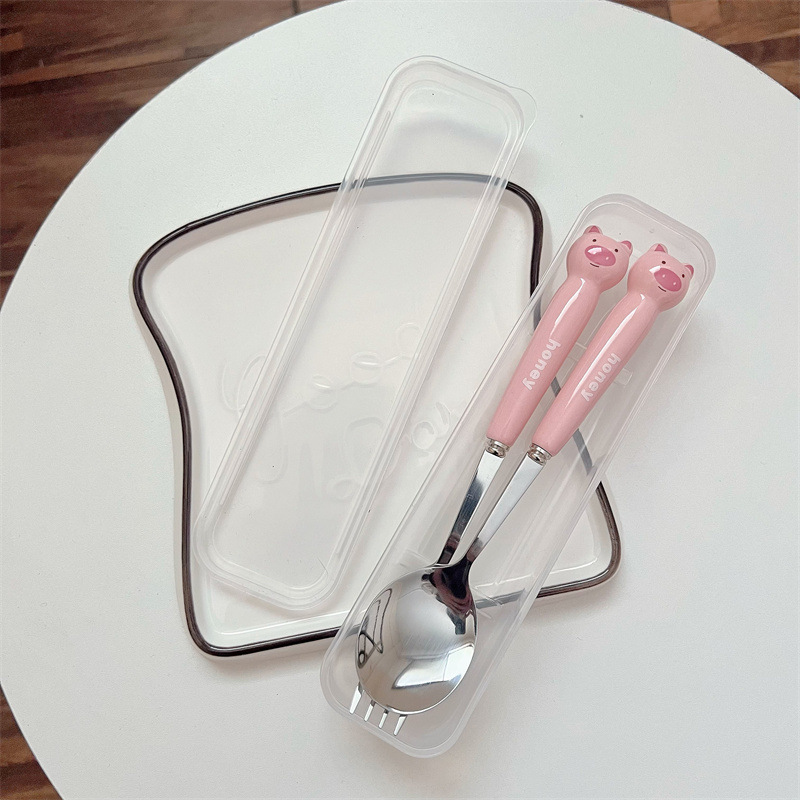 핑크 돼지 포크 (투명 상자)