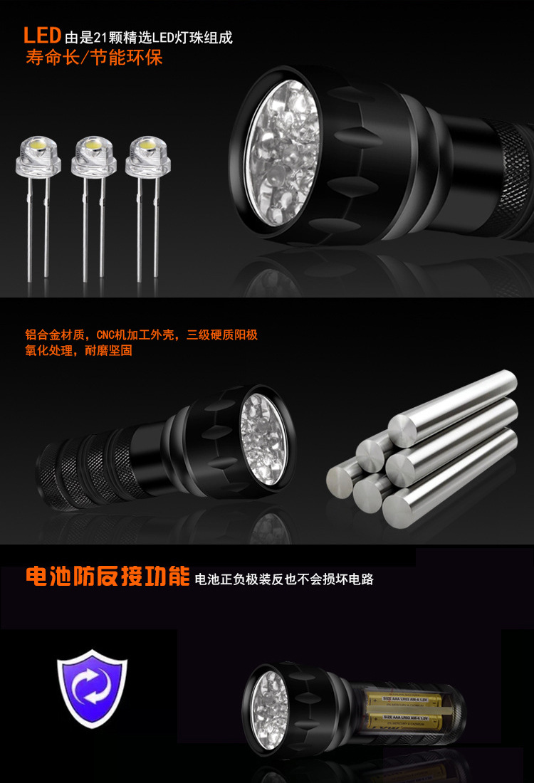 Uv Glue Curing Lamp 395 Purple Light Quick-Drying Ultraviolet Lamp 21Led Shadowless Glue Bonding Purple Light Flashlight