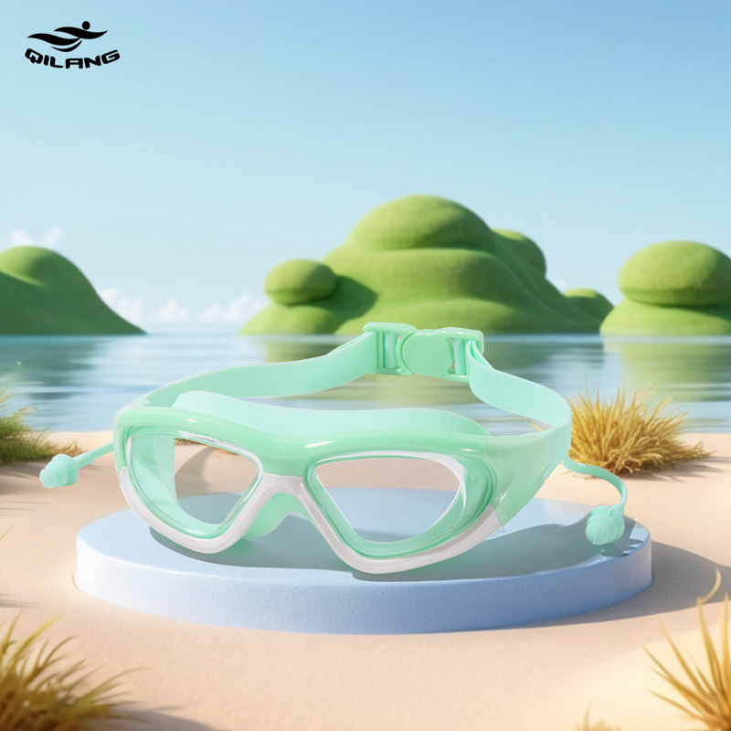 Gafas de Natación Infantiles Marco Grande de Policarbonato, Antivaho, Visión HD