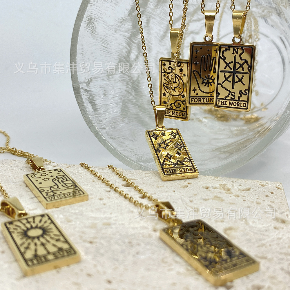 Wholesale Painting Oil Tarot Brand Pendant Stainless Steel Necklace Nihaojewelry display picture 1