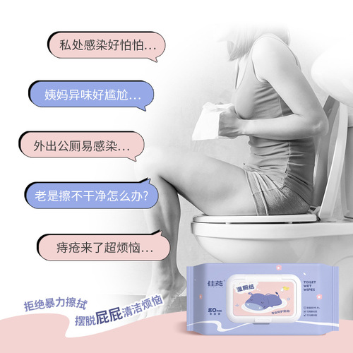Dispersible Wet Toilet Paper 80 Pads Portable Family Economical Pack Wet Wipes Bathroom Wet Tissue Toilet Paper Unisex