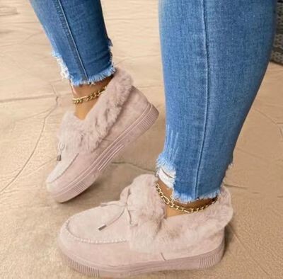 冬の丸い頭の厚い底にベルベットをつけて毛羽立ちを厚くした綿靴女性の対外貿易の大きいサイズの手縫い靴雪地靴豆靴|undefined