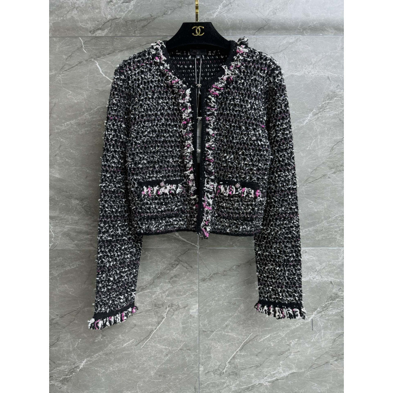 2024 Autumn/Winter New High-End Imported V-Neck Tweed Haute Couture Colorful Heavy Craft Chanel-Style Jacket Cardigan
