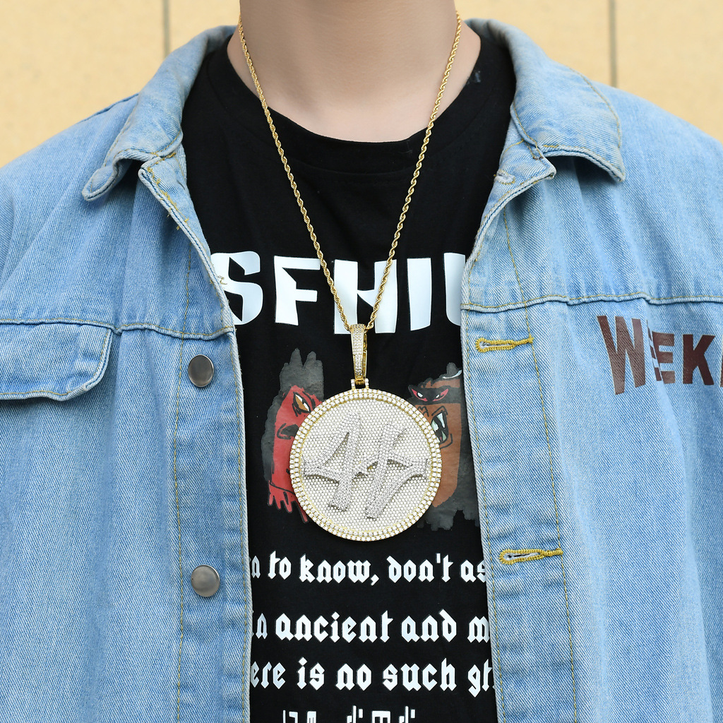 Rotatable Pendant Necklace For Men Solid Zircon Hip Hop Style_voghion.com
