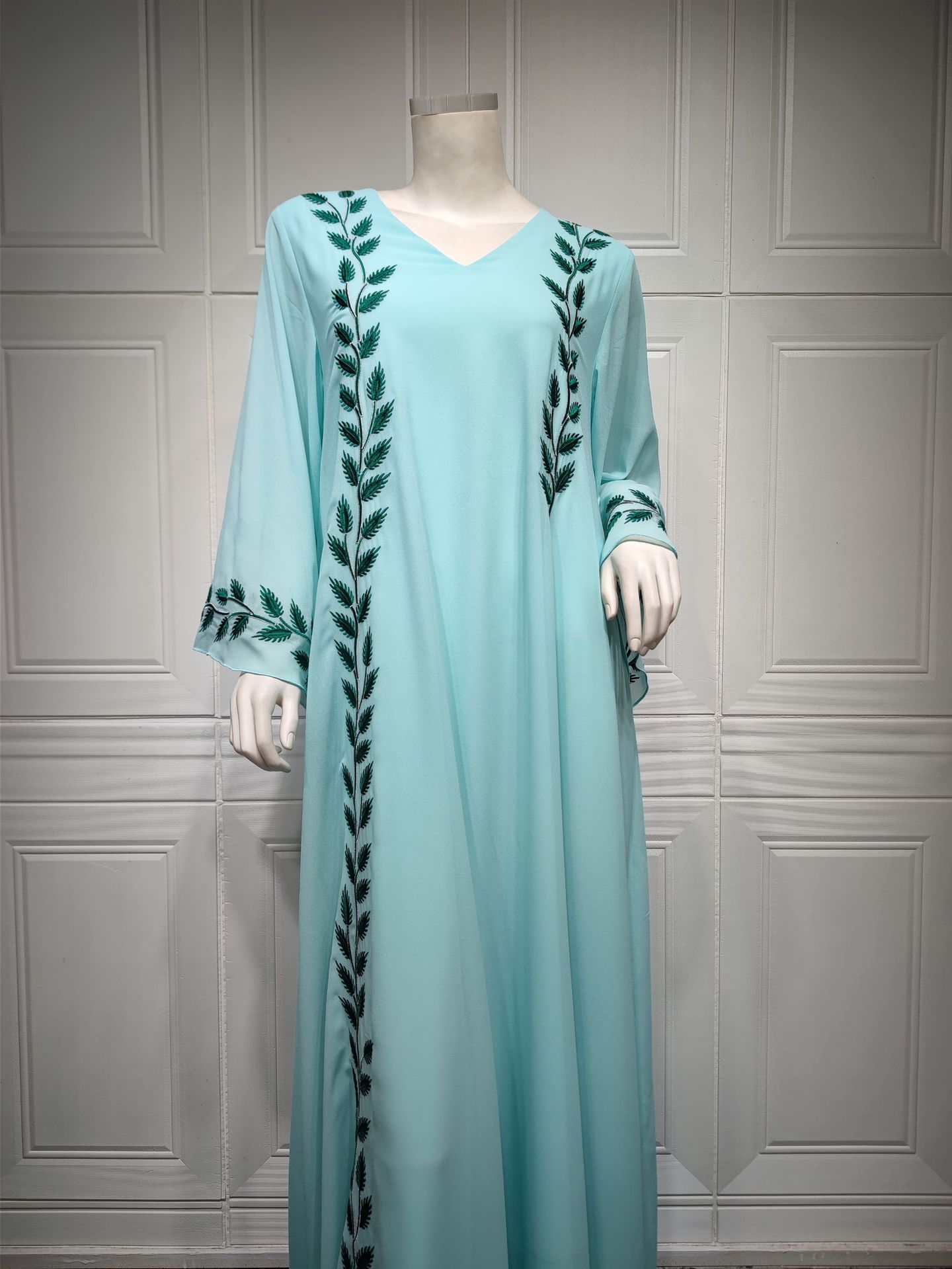 Morocco Muslim Dress Abaya Kaftans Chiffon Embroidery Evening Dresses for Women Dubai Turkey Islam Robe Femme Long Vestidos 2022
