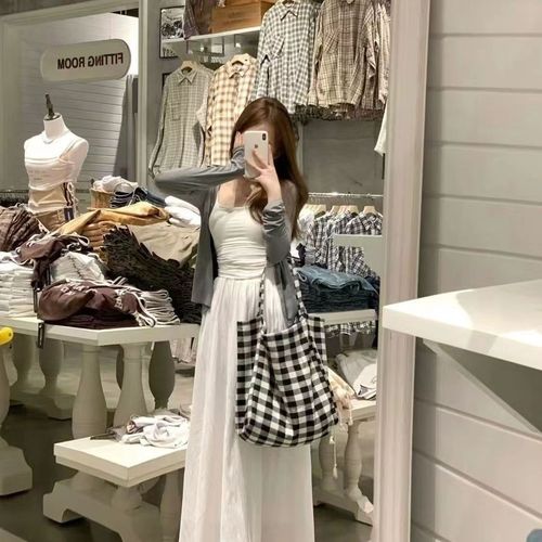 Ladies' Early Summer Lazy Style White Camisole Dress Set, Korean Style Casual Three-Piece Set