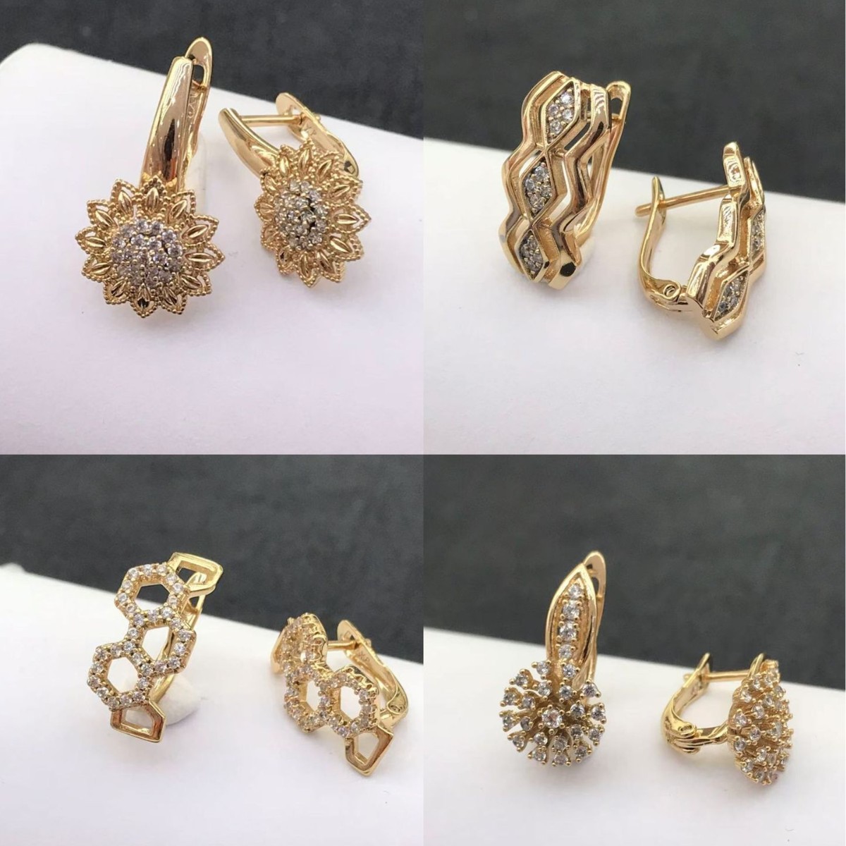 Pendientes de Oreja Estilo Ruso Vintage con Baño de Oro de 18k de Xuping, Incrustados con Circonita, Elegantes